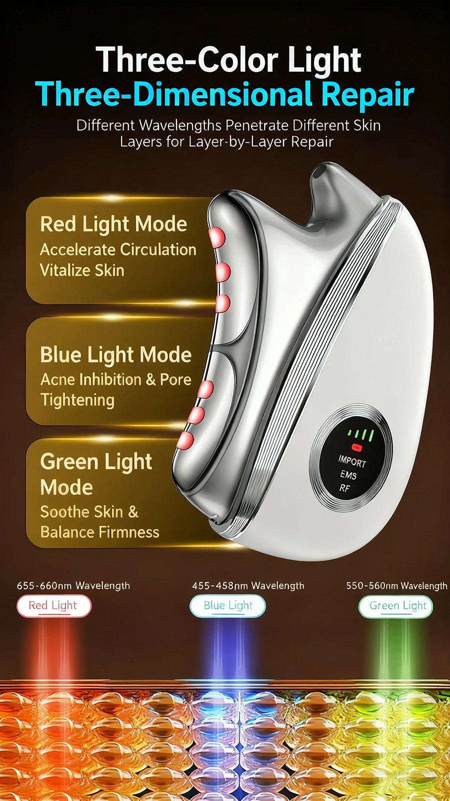 Electric Gua Sha Facial Massager with EMS RF LED Vibration Face Lifting Skin Tightening Anti Aging Beauty Device Skin Care Tool