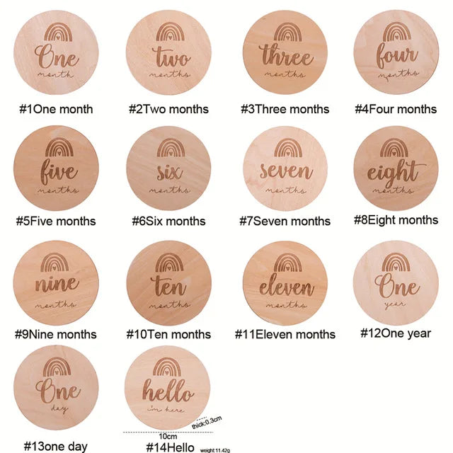 6pcs/set Wooden Baby Milestone Cards Blocks Newborn Birth Month Birthday Souvenir Photo Props Beech Square Decoration Baby Gift