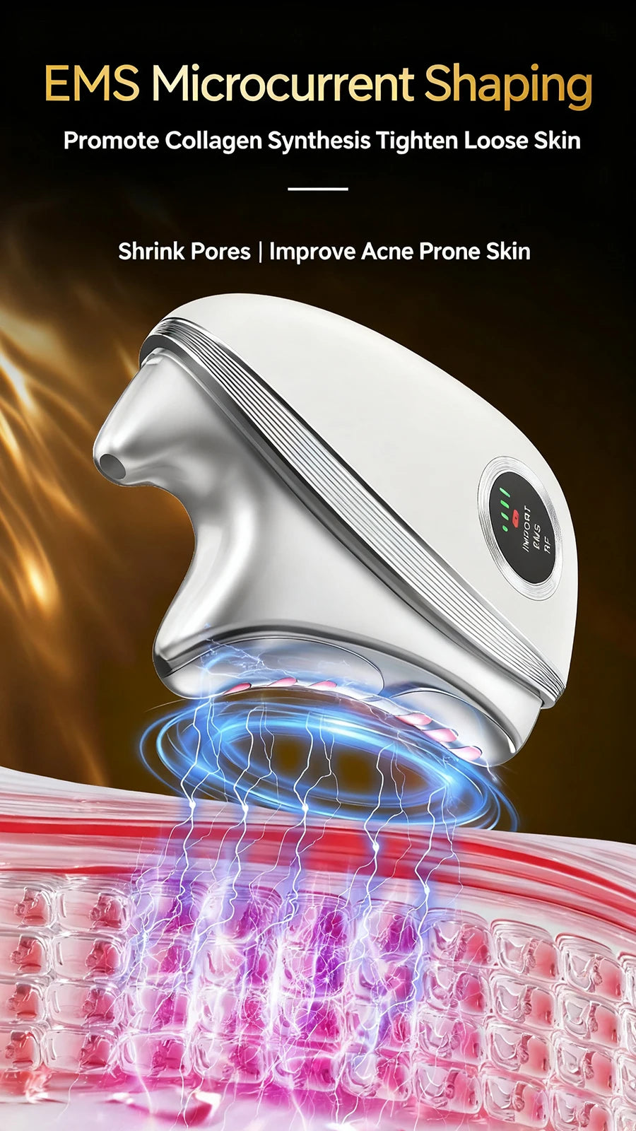 Electric Gua Sha Facial Massager with EMS RF LED Vibration Face Lifting Skin Tightening Anti Aging Beauty Device Skin Care Tool