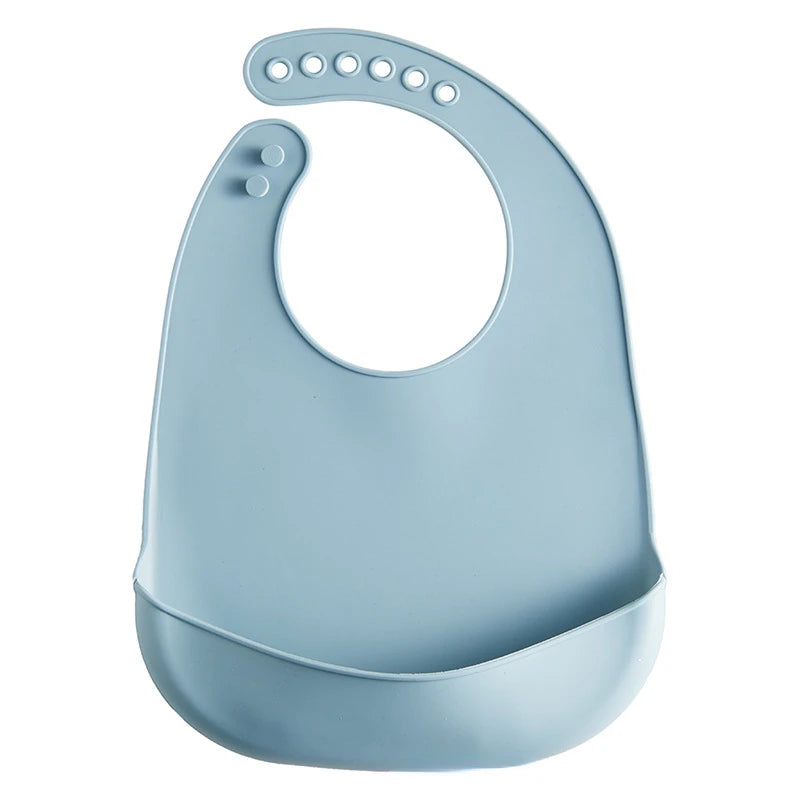 Baby Silicone Bibs Babies Waterproof Bib Solid Color 6-speed Adjustment Saliva Pocket Children's Burp Cloths Accessories Newborn
