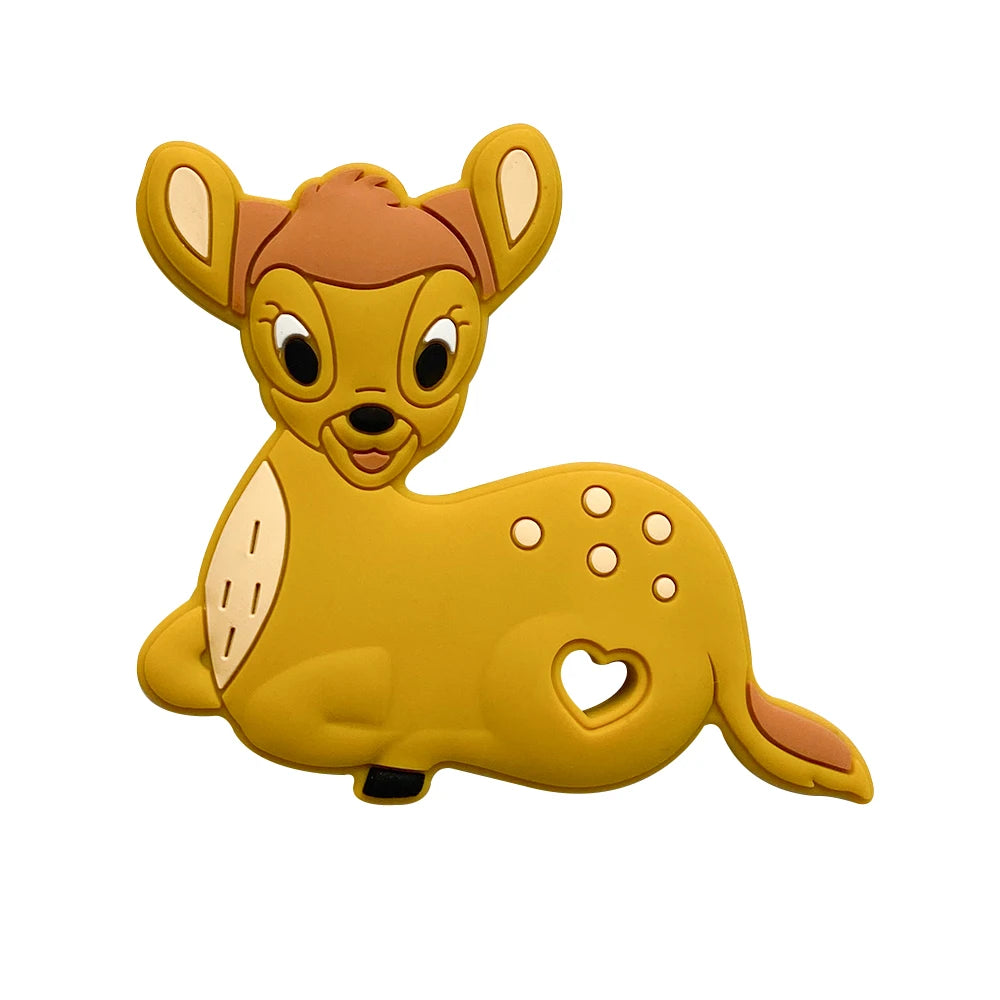 1pcs Silicone Cartoon Baby Teether Rodent Teething Toys Chewable Animal Beads Baby Products Nursing Gift DIY Pendant Necklace