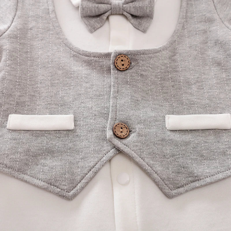 Newborn Clothes Spring And Autumn 0-18m Gentleman Style Handsome Formal Dress Party Cotton Comfortable Long Sleeved BabyJumpsuit
