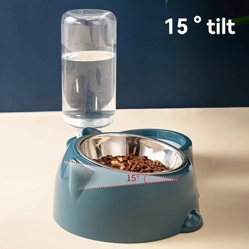 Mangeoire Intégrée 2-en -1 Pour Animaux