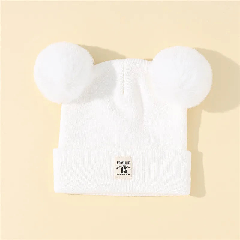 Autumn Winter Baby Warm Knitted Hats With Pom Kids Knit Beanie Hat Solid Color Children Hat For Boys Girls Accessories