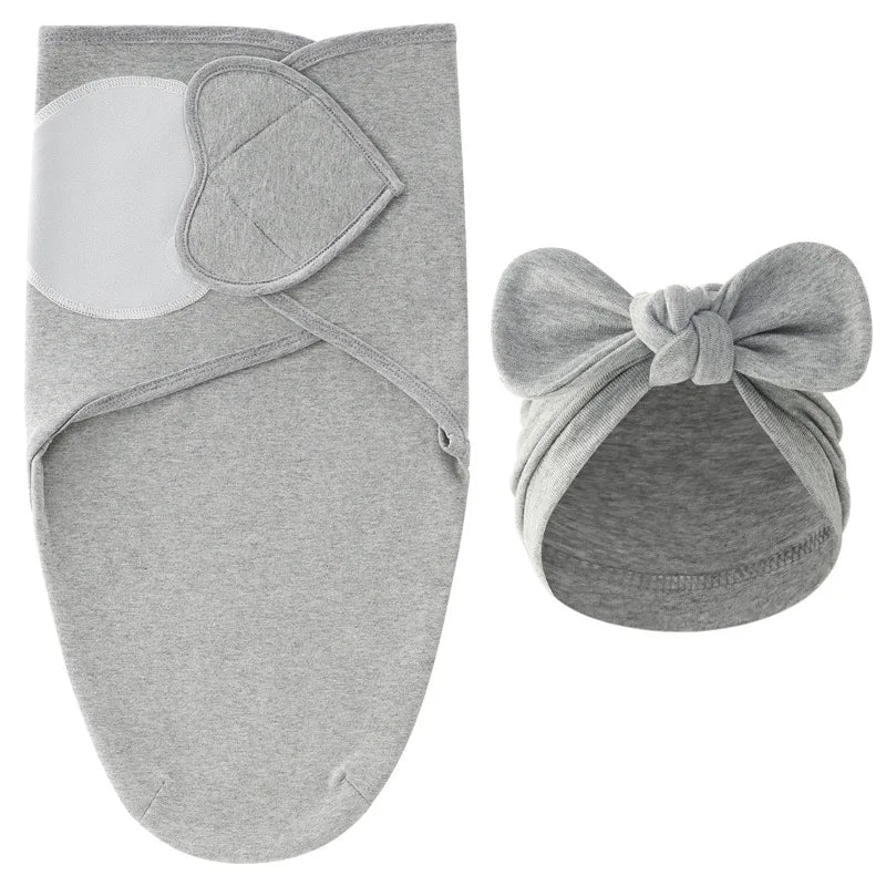 European American Cross-border Baby Swaddle Set - 2Pcs Newborn Hospital Blanket & Indian Cap, Spring Cotton Sleep Sack