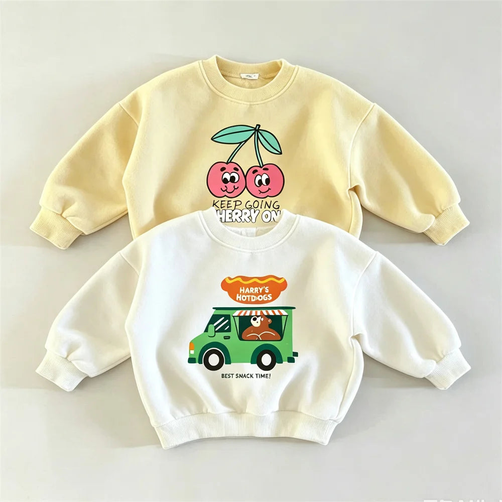 Baby Clothes Printing Tops Spring Autumn Wear Crewneck Pullovers Fashion Casual Sweatshirt Toddler Simple All-match Hoodies