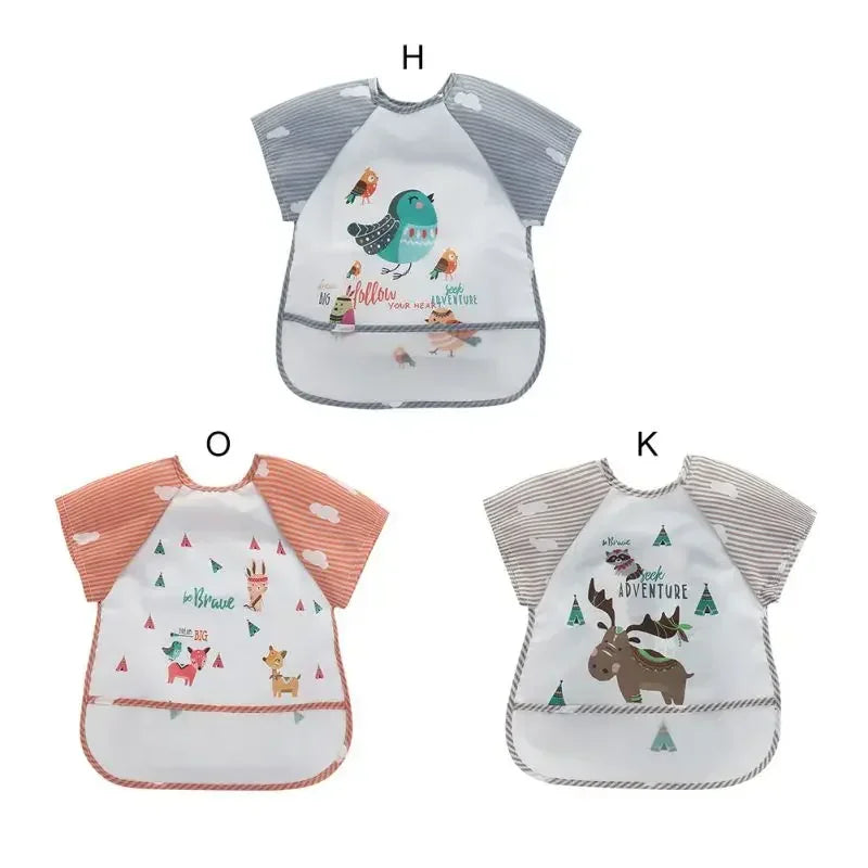 0-3Y Boys Girls Burp Clothes Waterproof Eating Smock Infant Toddler Baby Cartoon Sleeveless Art Apron Animal Smock Soft Baby Bib