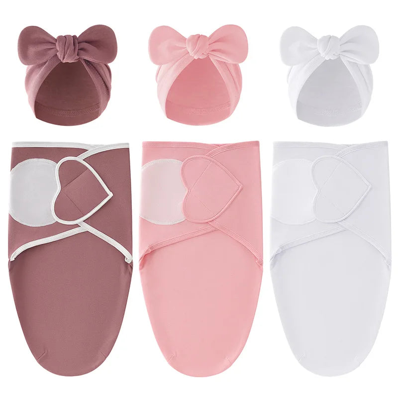 European American Cross-border Baby Swaddle Set - 2Pcs Newborn Hospital Blanket & Indian Cap, Spring Cotton Sleep Sack