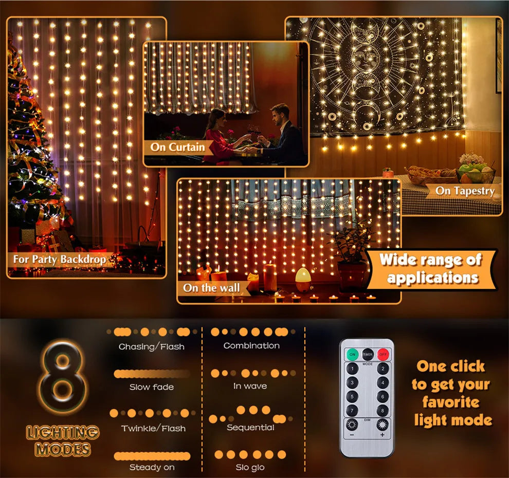Guirlande Rideau LED Maison