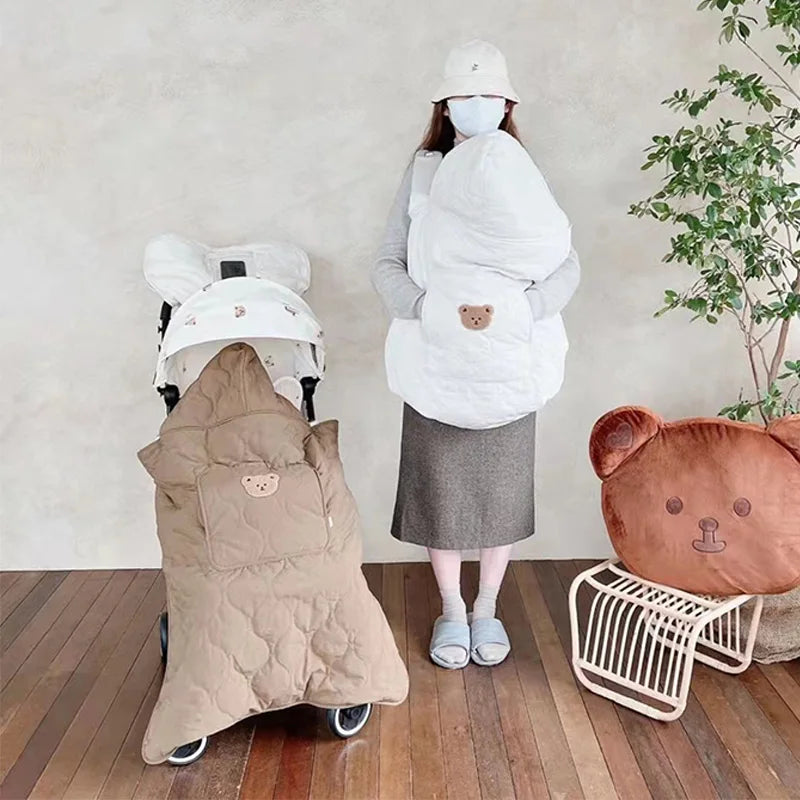 Hooded Blanket for Baby Stroller Newborn Swaddle Wrap Warm Baby Carrier Sling Cover Infant Cloak Cape Sleeping Quilt 80*85cm