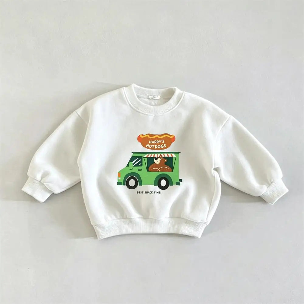 Baby Clothes Printing Tops Spring Autumn Wear Crewneck Pullovers Fashion Casual Sweatshirt Toddler Simple All-match Hoodies