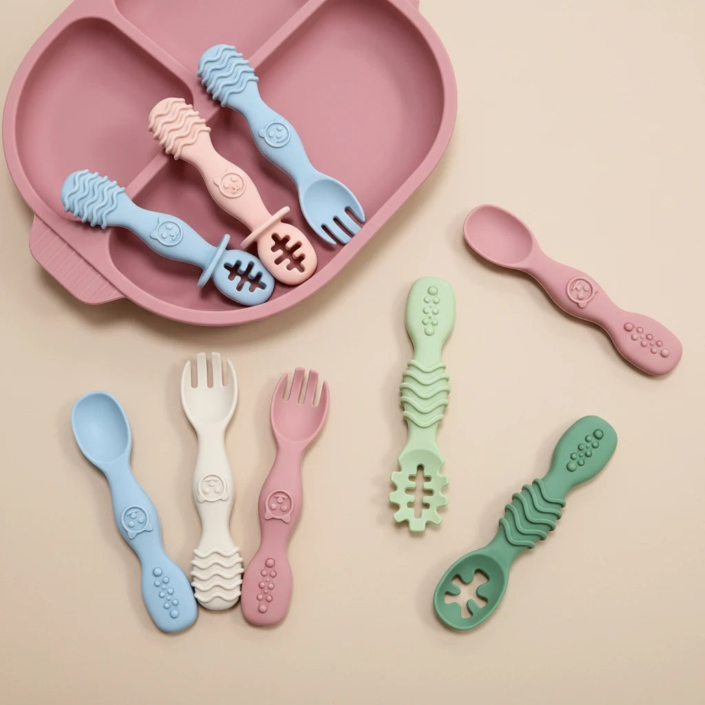 2pcs Silicone Baby Spoon Set, Stylish Minimalist Design, Baby Feeding Accessory, Dishwasher Washable, Ideal Baby Gift