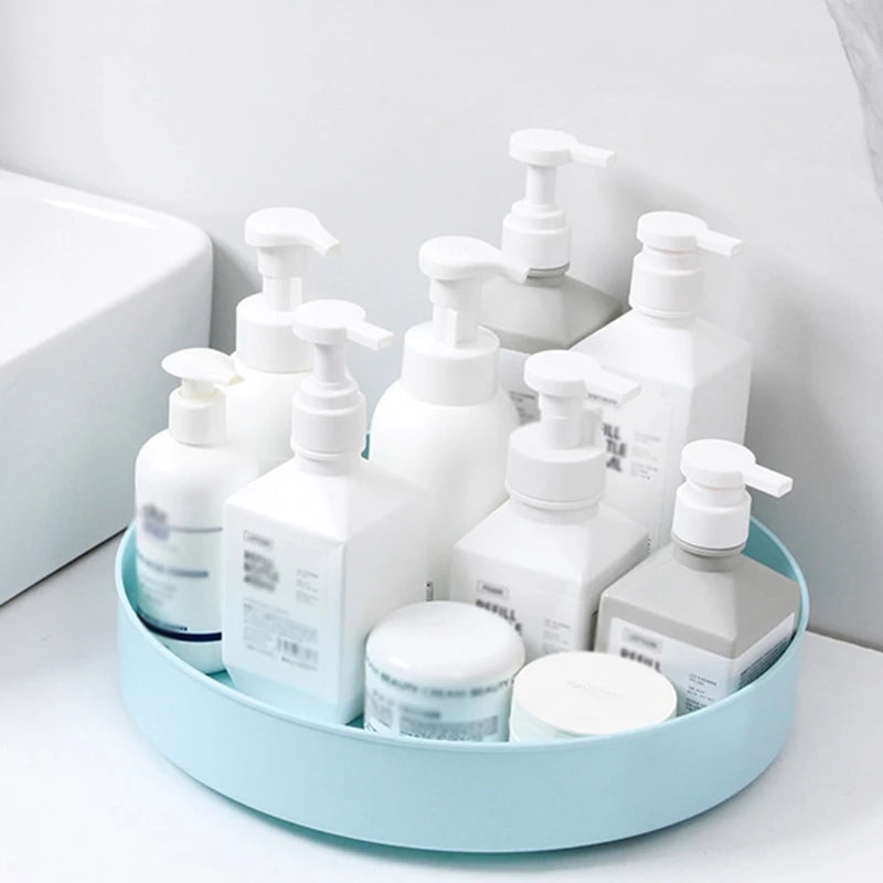 360 Degree Rotating Cabinet Organizer Kitchen Bathroom Cosmetic Turntable Storage Tray Non-Slip Spice Round Rack Plate
