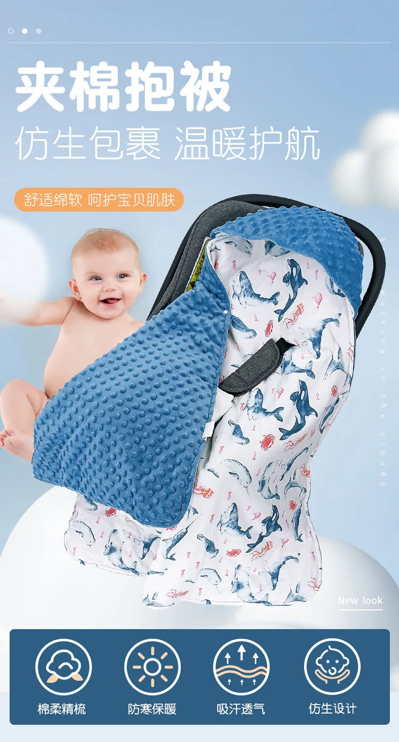 Soft & Warm Double Sided Baby Swaddle for Newborn 0-12 Months Thick Winter Baby Swaddle Blanket for Baby Stroller Car Seat Super