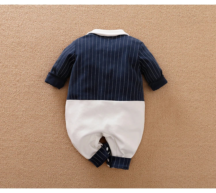 Newborn Clothes Spring And Autumn 0-18m Gentleman Style Handsome Formal Dress Party Cotton Comfortable Long Sleeved BabyJumpsuit