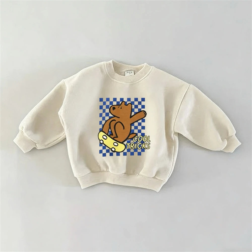 Baby Clothes Printing Tops Spring Autumn Wear Crewneck Pullovers Fashion Casual Sweatshirt Toddler Simple All-match Hoodies