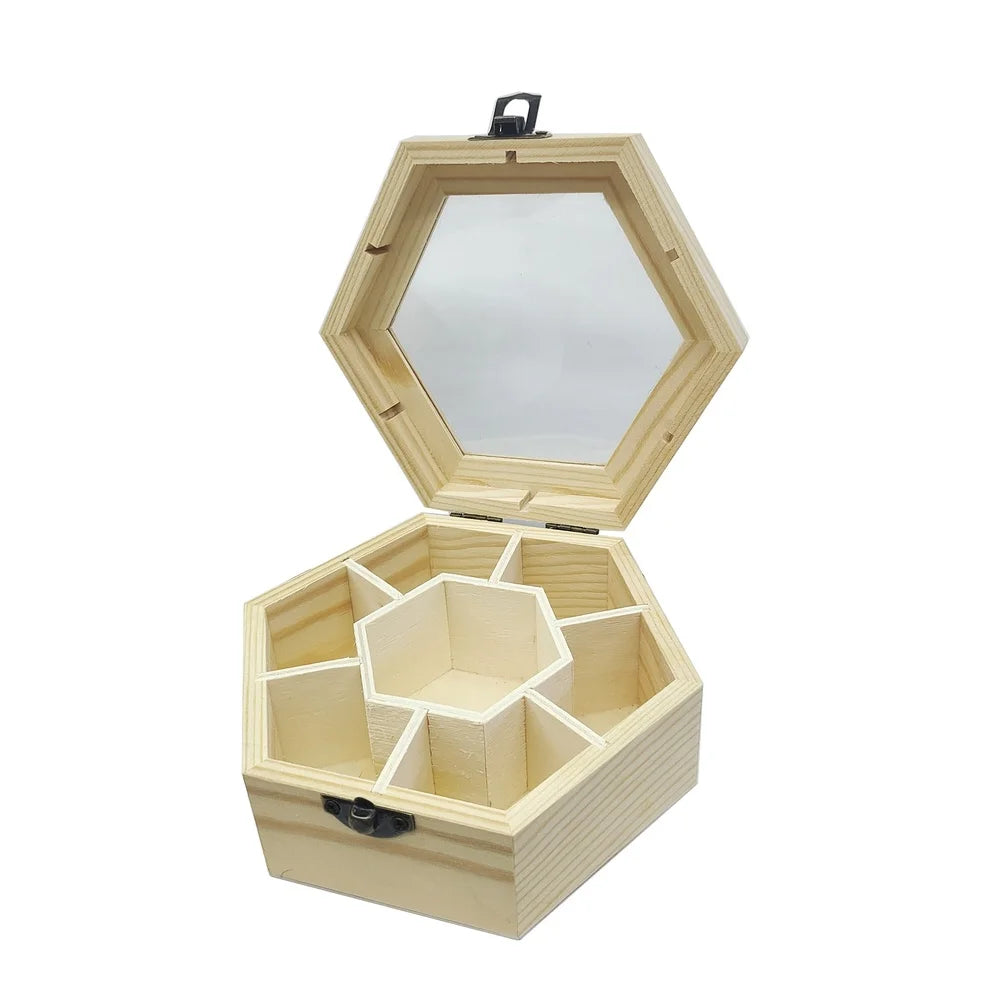 Boîte Bijoux Bois Hexagonale