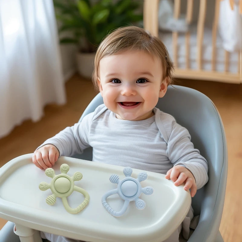 1PC Baby Silicone Teether Hand Grip To Mimic Finger Shape Rattle Toy Crib Comfort Toy Teething Toy For Newborns No BPA Baby Gift