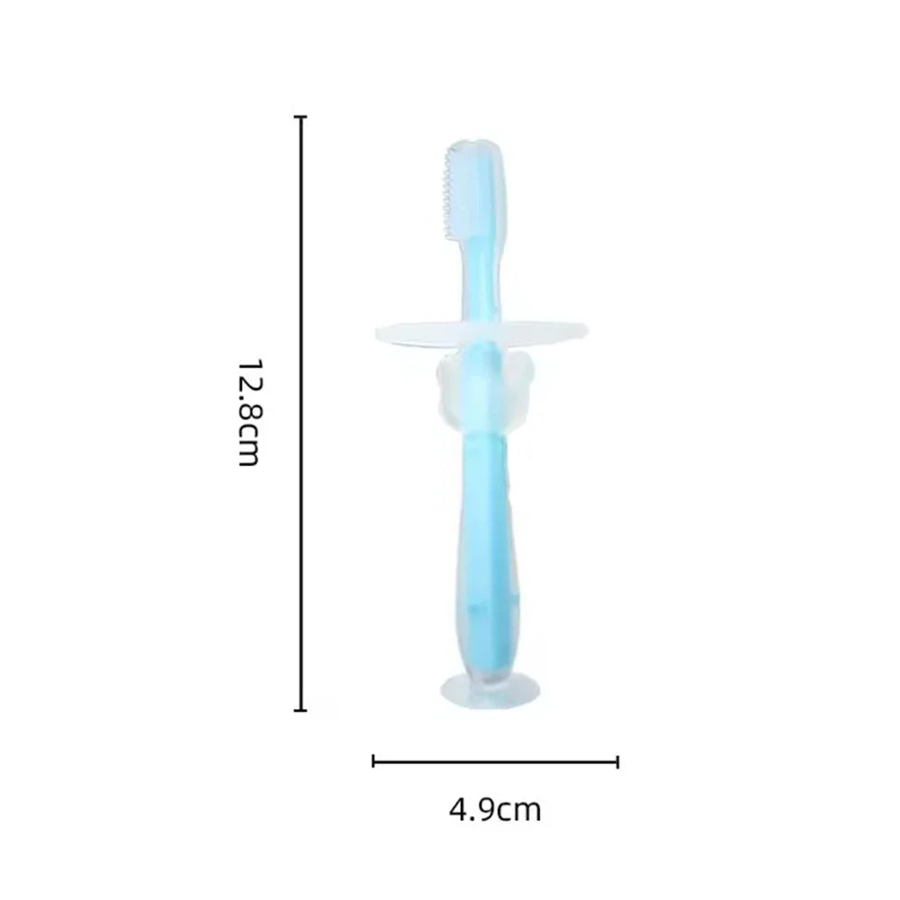 100% 1PC Baby Toothbrush Food Grade Soft Handle Flexible Silicone Rubber Teether Infant Training  Factory Price