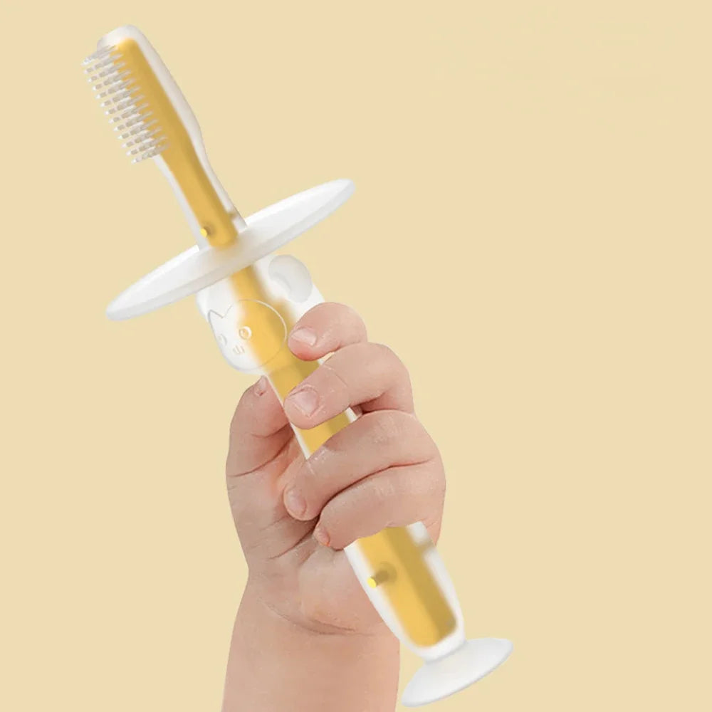 100% 1PC Baby Toothbrush Food Grade Soft Handle Flexible Silicone Rubber Teether Infant Training  Factory Price