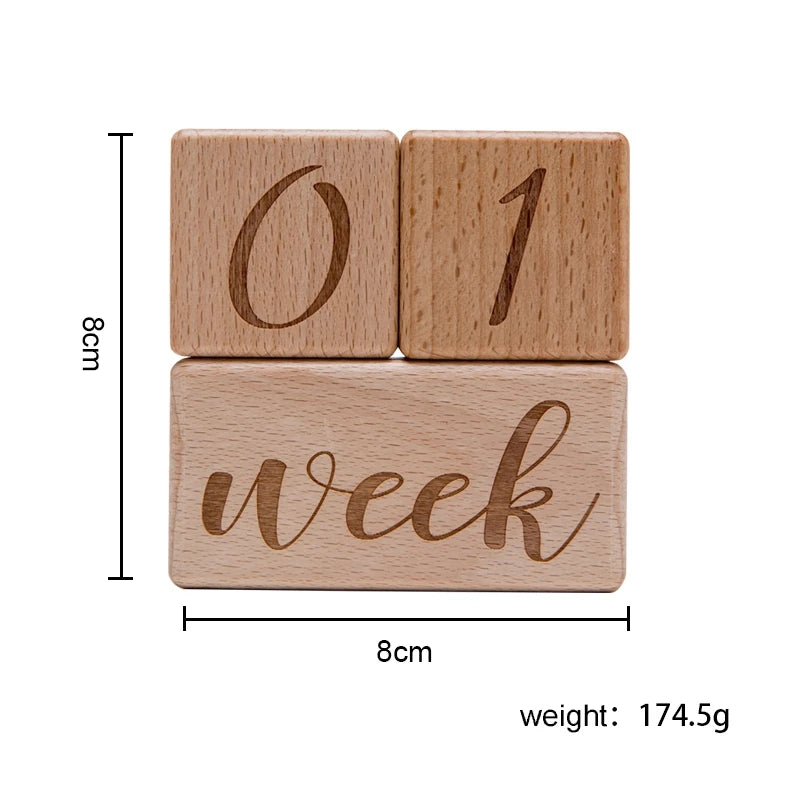 6pcs/set Wooden Baby Milestone Cards Blocks Newborn Birth Month Birthday Souvenir Photo Props Beech Square Decoration Baby Gift