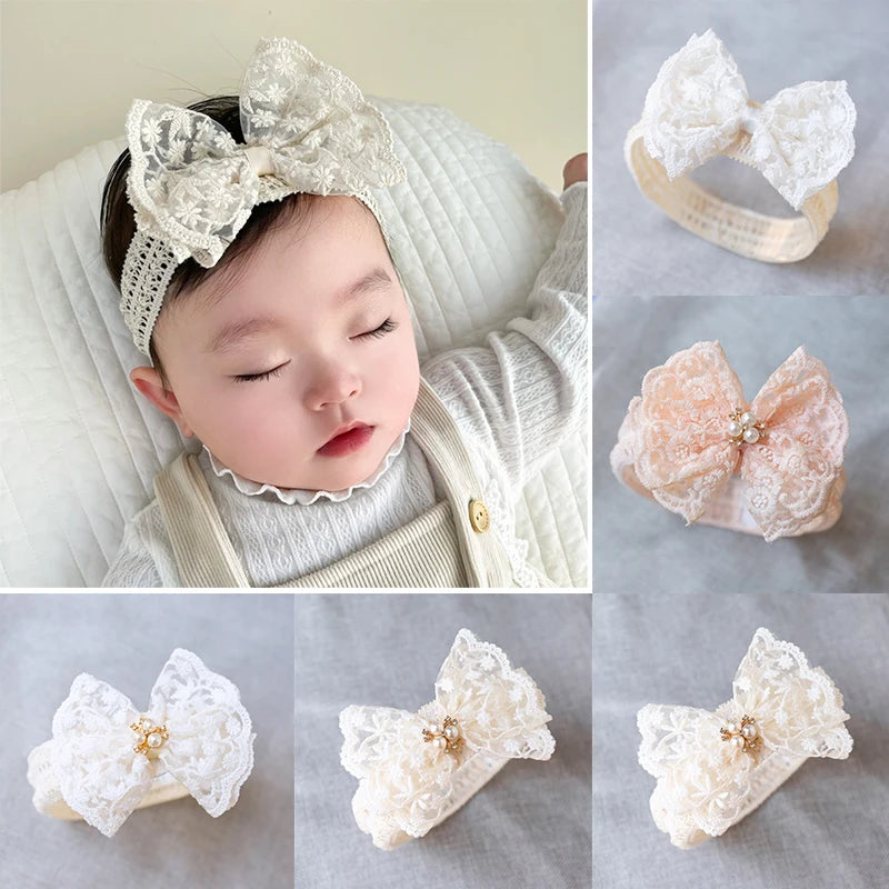 Bandeau Bébé Nœud Dentelle