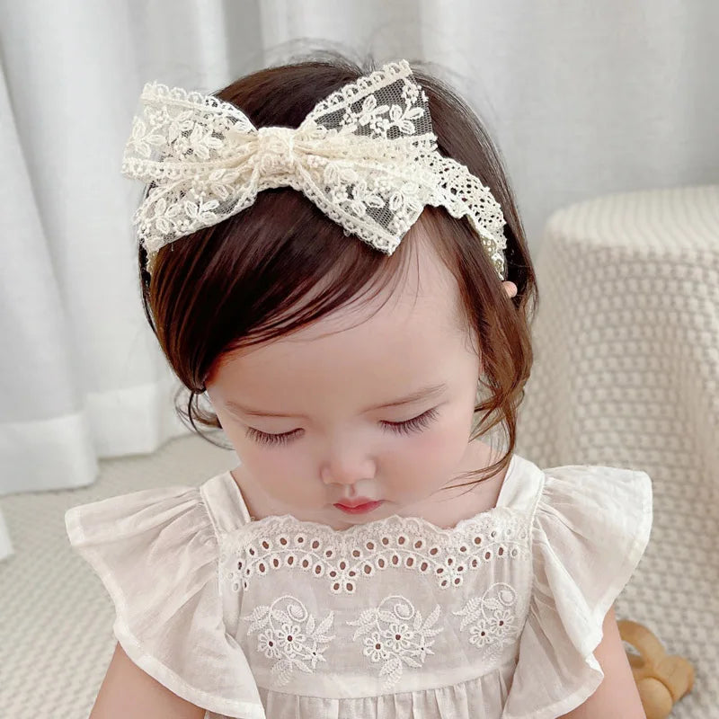 Bandeau Bébé Nœud Dentelle