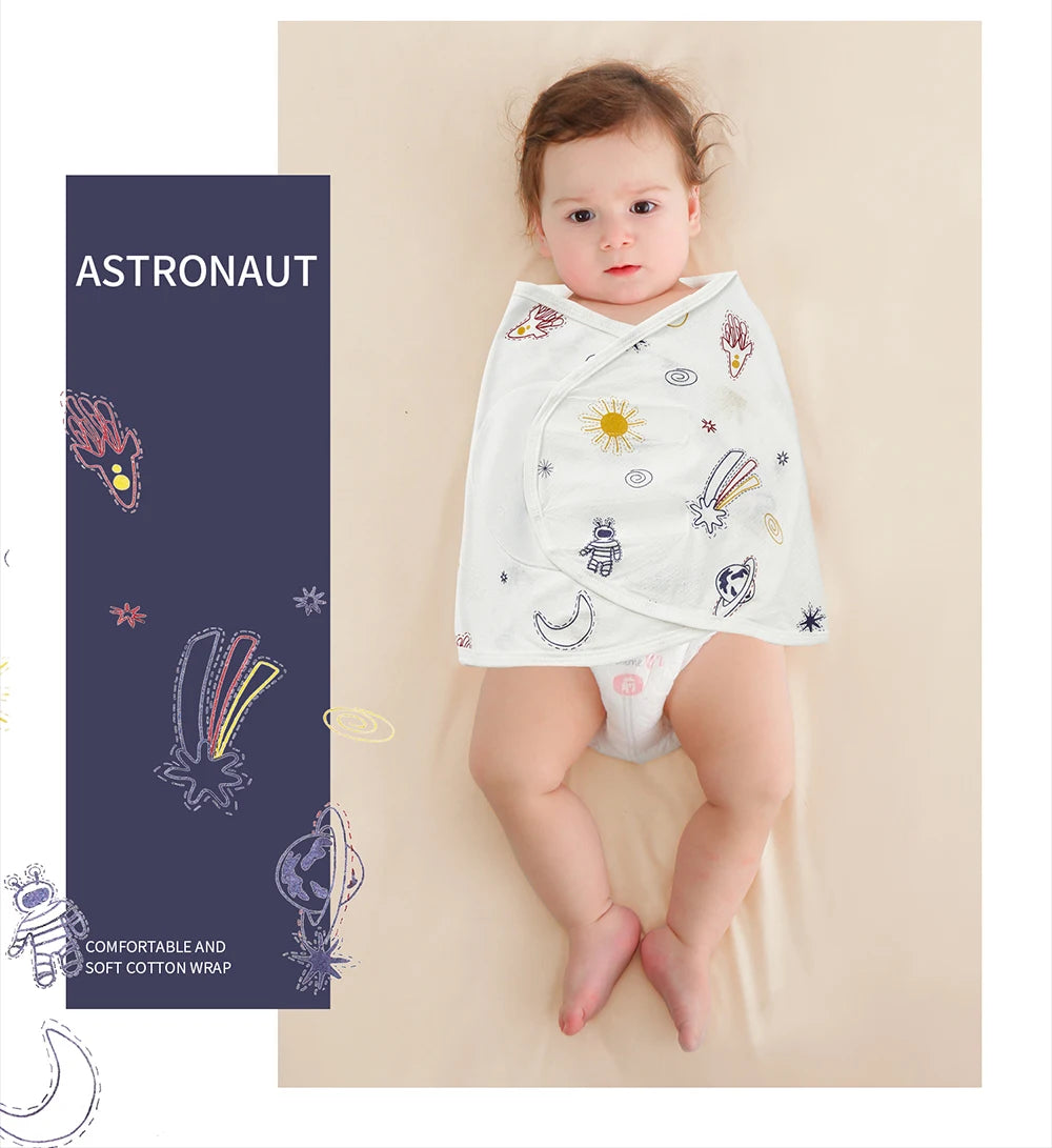 Baby Swaddle Blanket 0-6 Months Bamboo cotton Strap Protect Belly Baby Sleeping Blanket Wrap for New Born Thin-style for Summer