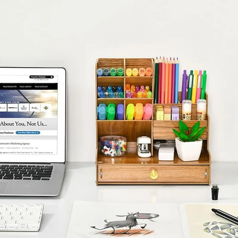 Organiseur Bureau Bois Élégant
