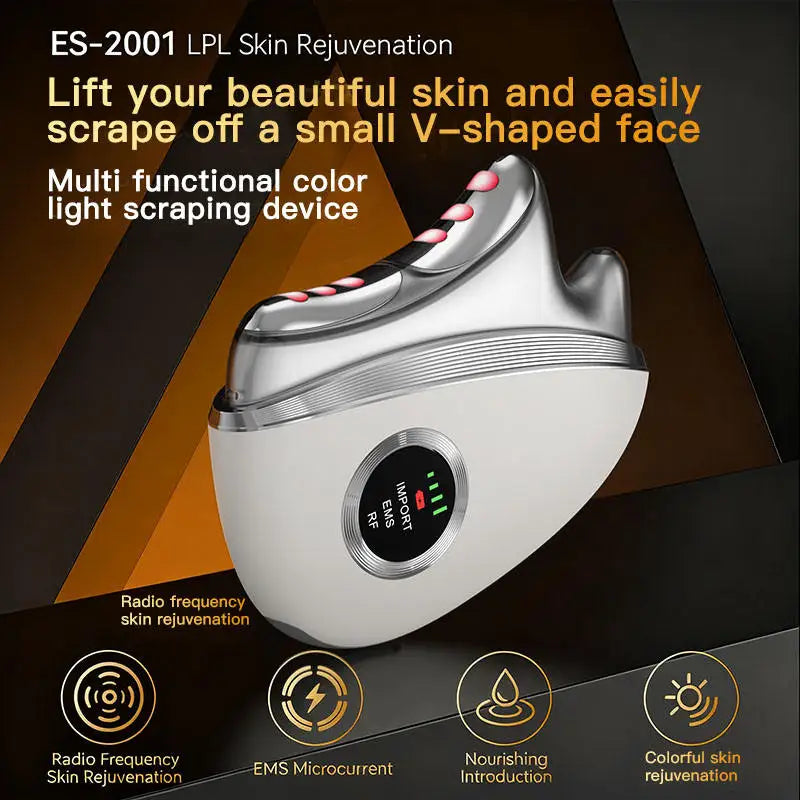 Electric Gua Sha Facial Massager with EMS RF LED Vibration Face Lifting Skin Tightening Anti Aging Beauty Device Skin Care Tool