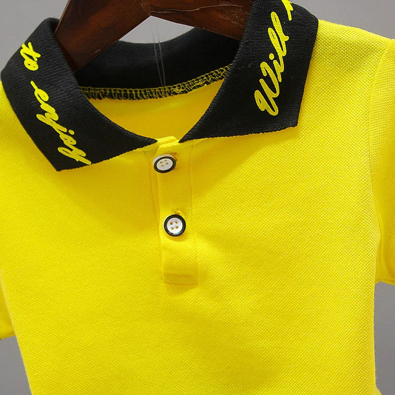 Baby Boy Summer Clothes Sets Korean Fashion Turn-down Collar T-shirts Tops and Shorts Two Piece Infant Outfits Kids Tracksuits