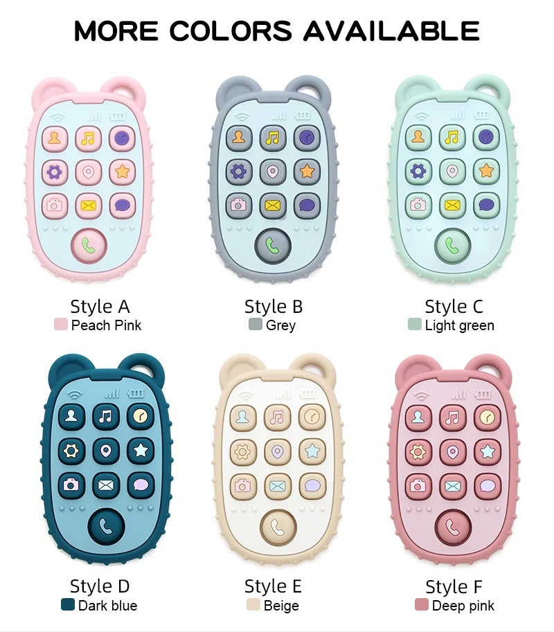 New Baby Teether Mobile Phone Shape Silicone Teether Teething Toy Kids Sensory Educational Toy Baby Gift Set