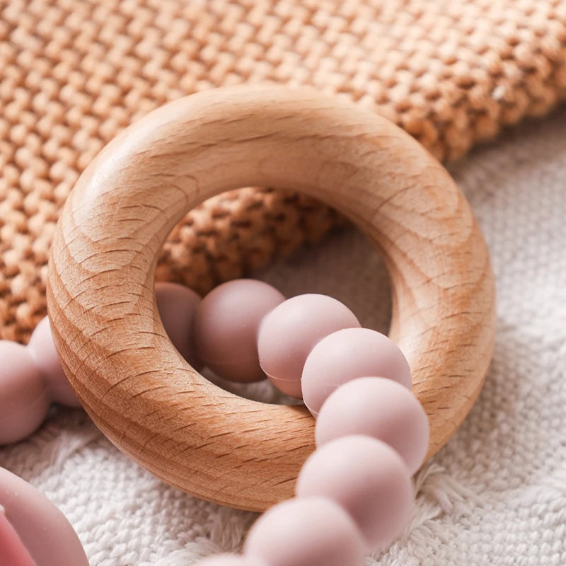 Silicone Teether Food Grade Baby 0-12 Toys ToddlersTeething Ring Sensory Toys Silicone Planet Teether Bracelet Accessories Gifts