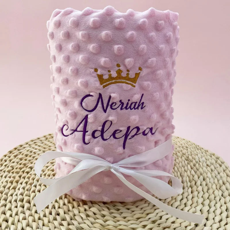 Personalized Baby Doudou Blanket - Swaddle Stroller Bed Crib with Pattern Design Unique Shower Gift Birth Gift