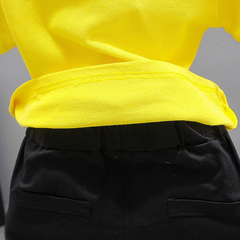Baby Boy Summer Clothes Sets Korean Fashion Turn-down Collar T-shirts Tops and Shorts Two Piece Infant Outfits Kids Tracksuits