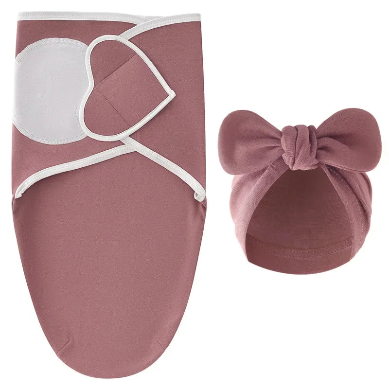European American Cross-border Baby Swaddle Set - 2Pcs Newborn Hospital Blanket & Indian Cap, Spring Cotton Sleep Sack