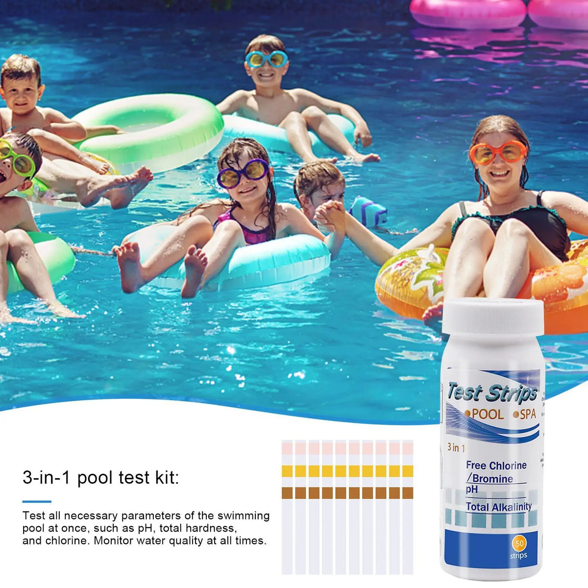 Bandelettes Test Piscine 3-en-1
