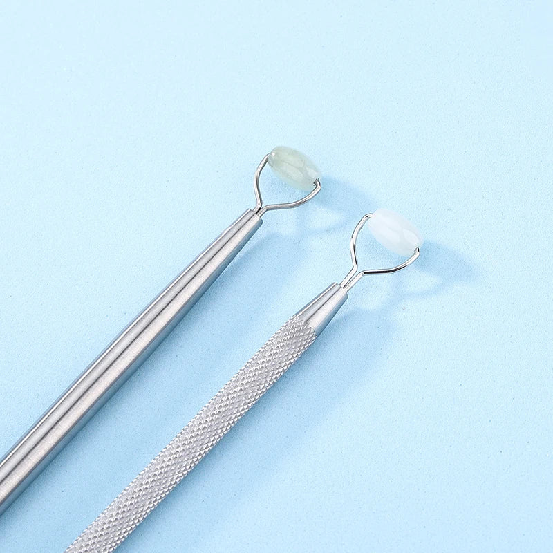Eye Anti Wrinkle Natural Jade Roller Guasha Two-Sided Skin Scraper Facial Stone Firming Face Anti-Aging Puffy Eyes Massager