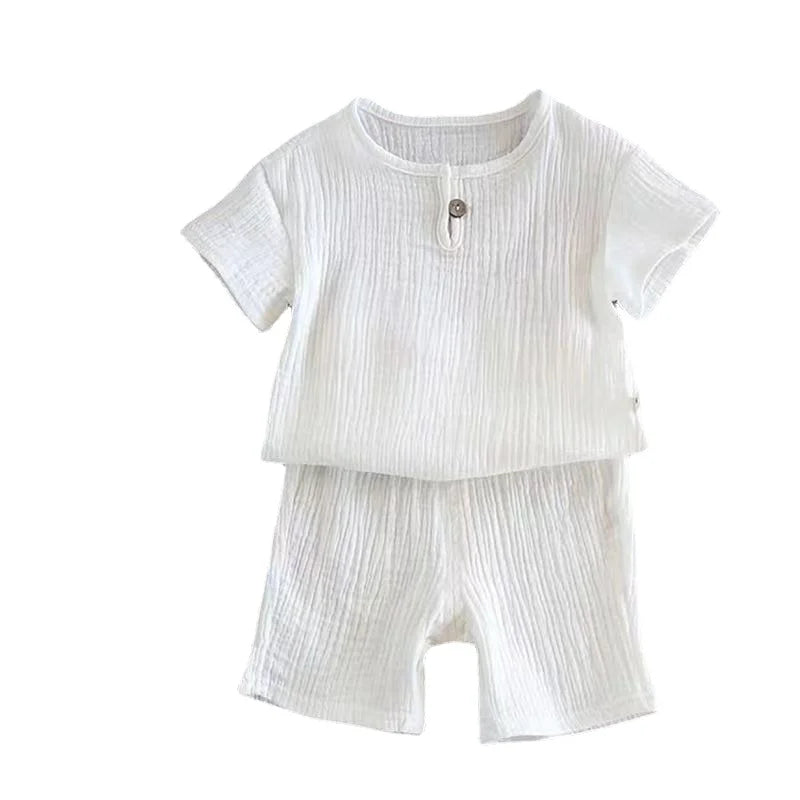 Hot Sale Kids Clothes Sets Outfits 2 Pcs Linen Cotton Infant Baby Boys Girls Clothing Newborn Top T-Shirt+Shorts Children Suit