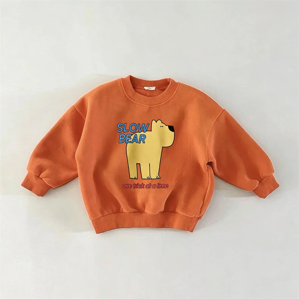 Baby Clothes Printing Tops Spring Autumn Wear Crewneck Pullovers Fashion Casual Sweatshirt Toddler Simple All-match Hoodies
