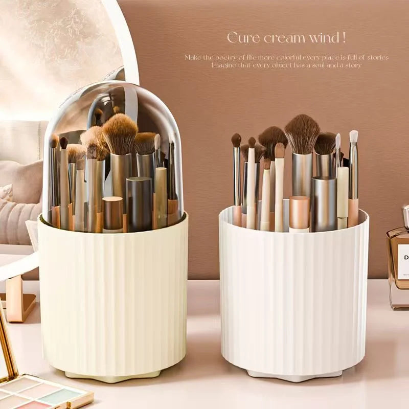 Makeup Brush Storage Box 360 Rotating Makeup Brush Holder Organizer Desktop Lipstick Powder Brush Bucket Comestic Tools Box