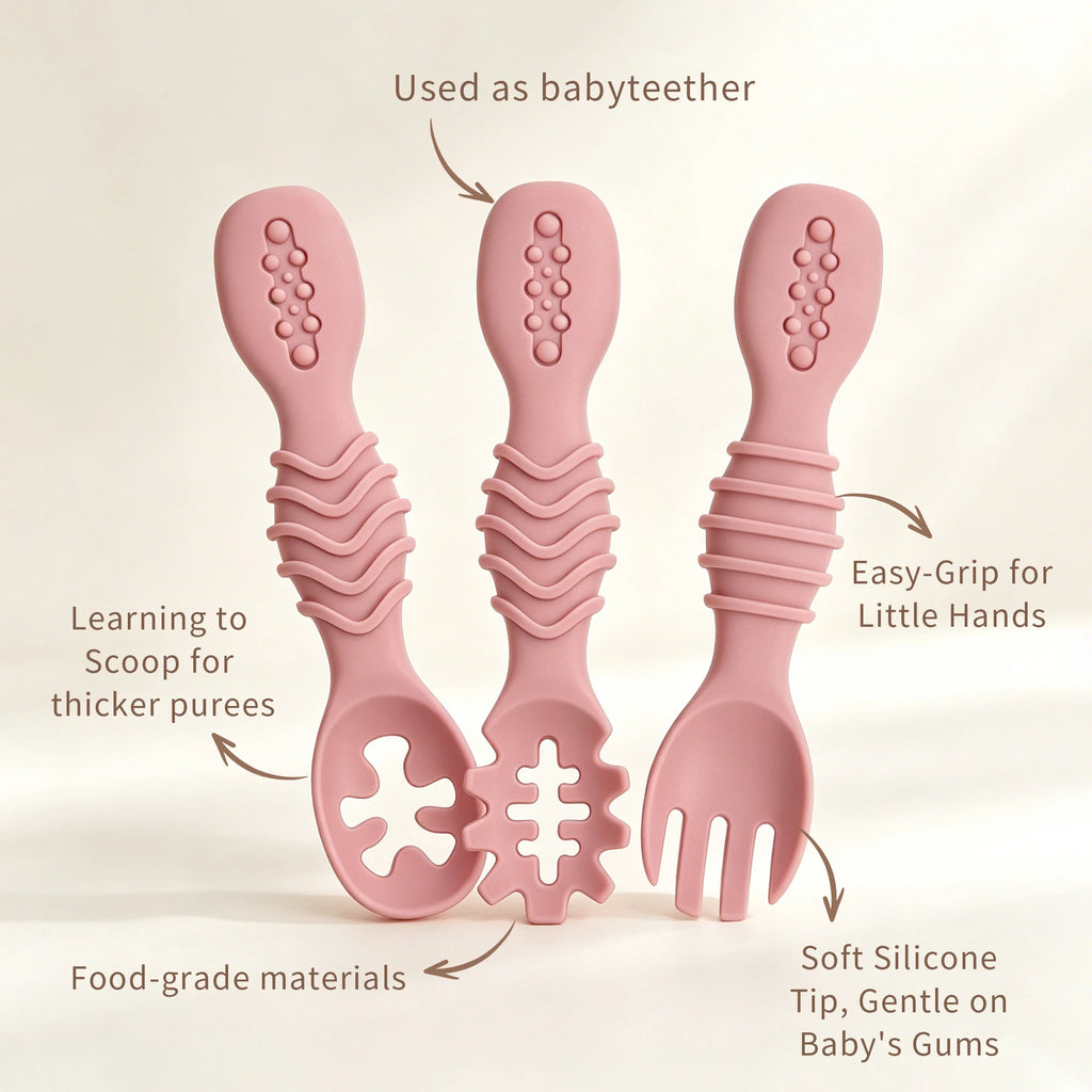 2pcs Silicone Baby Spoon Set, Stylish Minimalist Design, Baby Feeding Accessory, Dishwasher Washable, Ideal Baby Gift