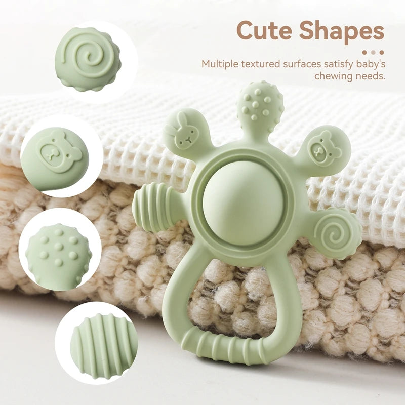 1PC Baby Silicone Teether Hand Grip To Mimic Finger Shape Rattle Toy Crib Comfort Toy Teething Toy For Newborns No BPA Baby Gift