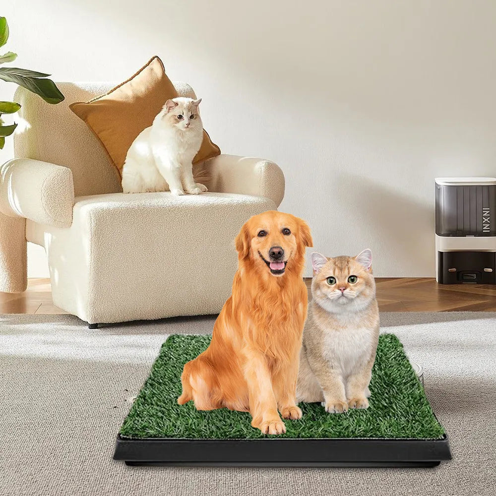 Pet Dog Toilet Artificial Grass Dog Potty Splashproof Washable Reusable Pee Pads Dog Training Toilet Puppy Pad Tray Pet Supplies 63X51 cm