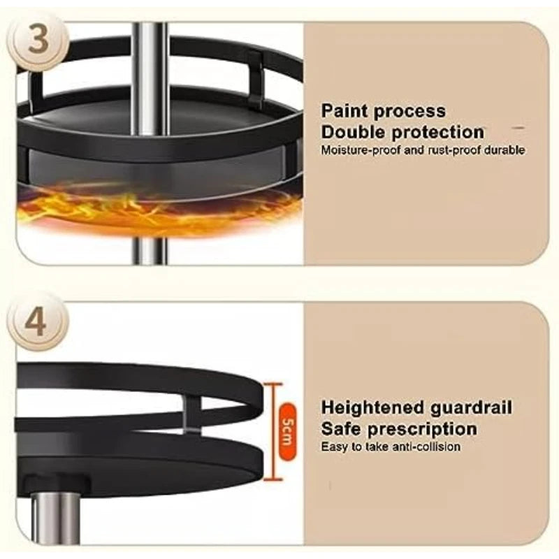 360 Degree Rotating Kitchen Storage Rack Countertop Multifunctional Spice Organizer Condiment Oil Sauce Seasoning Storage Holder
