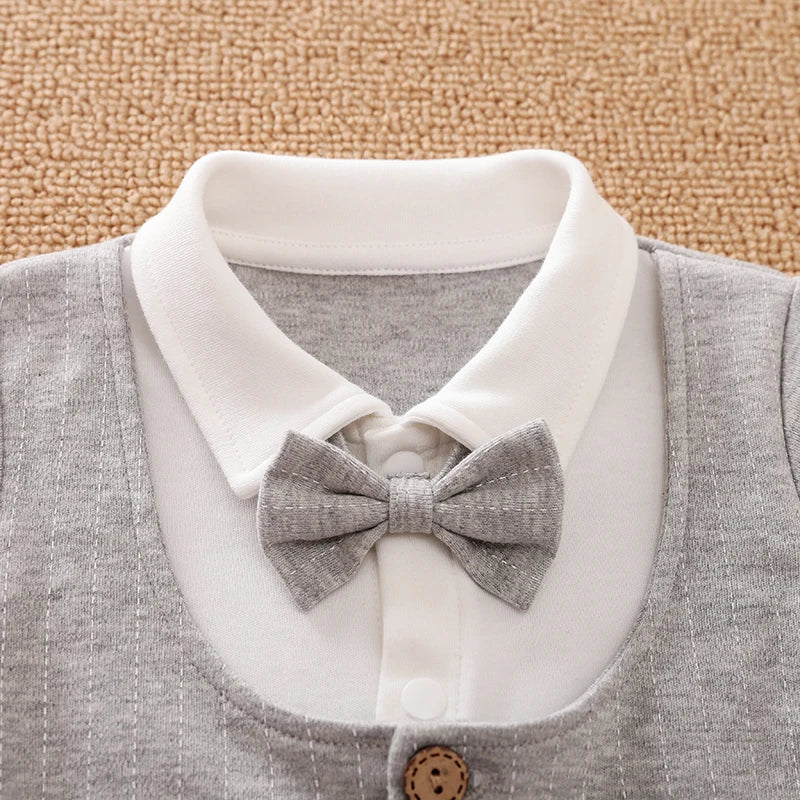 Newborn Clothes Spring And Autumn 0-18m Gentleman Style Handsome Formal Dress Party Cotton Comfortable Long Sleeved BabyJumpsuit