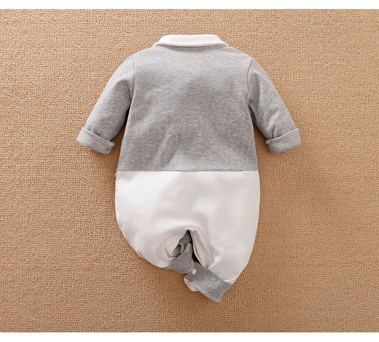 Newborn Clothes Spring And Autumn 0-18m Gentleman Style Handsome Formal Dress Party Cotton Comfortable Long Sleeved BabyJumpsuit