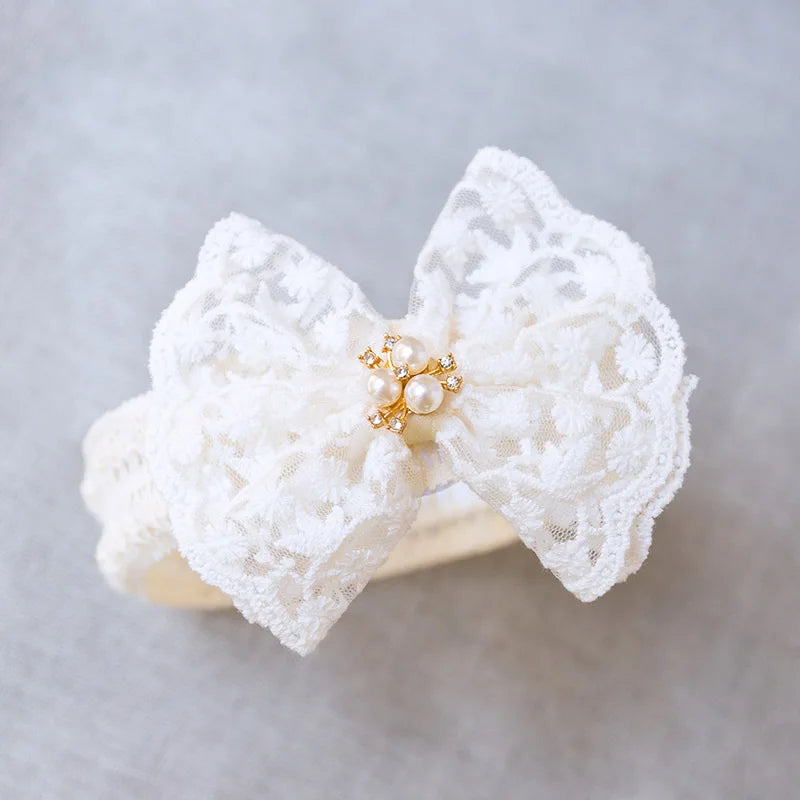 Bandeau Bébé Nœud Dentelle