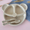3Pcs/Set Baby Bowl+Spoon+Fork Feeding Food Tableware Cartoon Bear Kids Dishes Eating Dinnerware Anti-hot Training Dinner Plate
