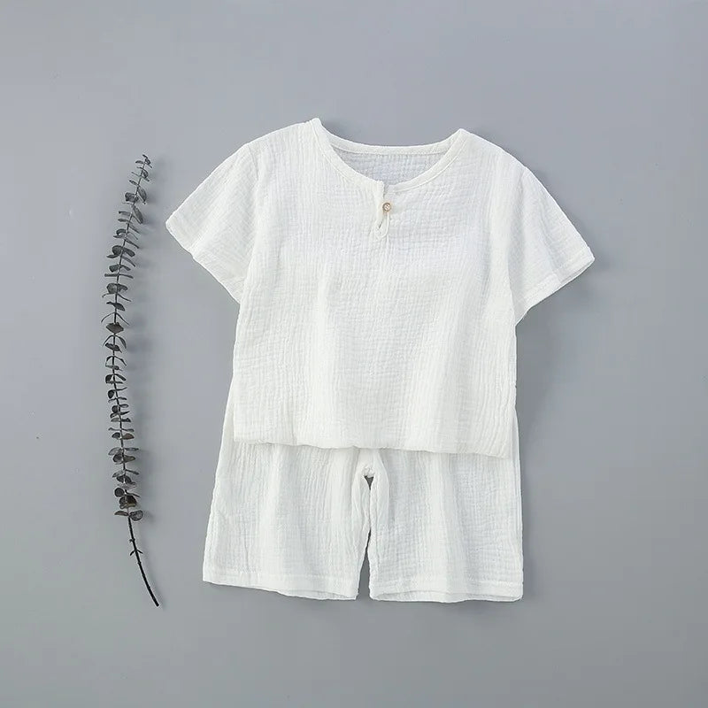 Hot Sale Kids Clothes Sets Outfits 2 Pcs Linen Cotton Infant Baby Boys Girls Clothing Newborn Top T-Shirt+Shorts Children Suit